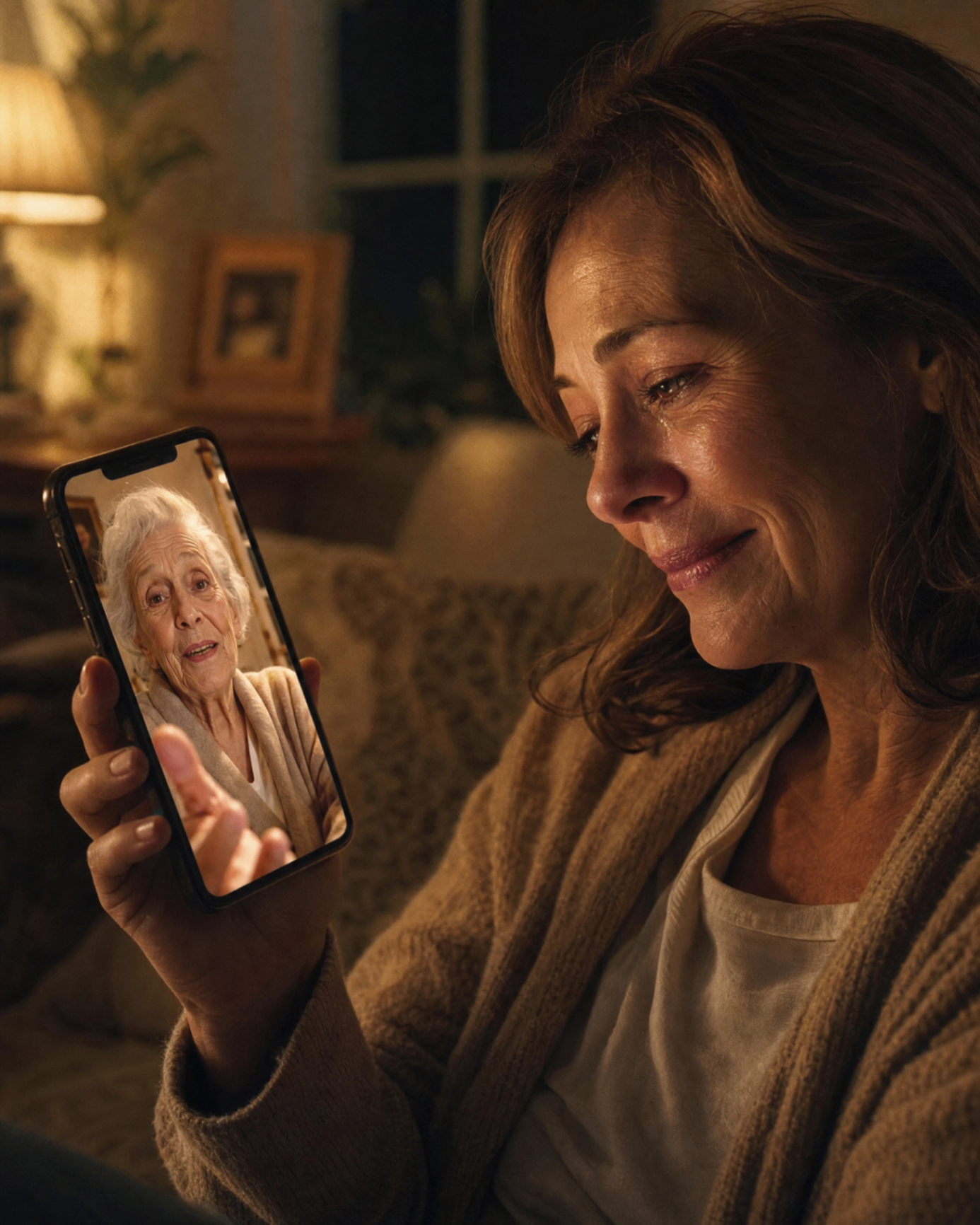 A daughter watching a sealed video story from her mother